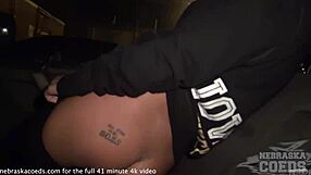 Hot skinny girl tries dildo for first time in public