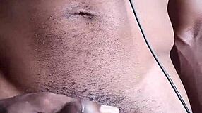 stroking massive black cock leads to cum spilling on the homemade floor