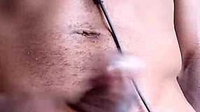 stroking massive black cock leads to cum spilling on the homemade floor