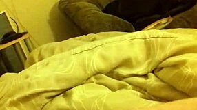 Bedroom wank with long thin cock explodes