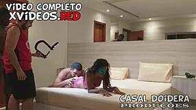 Behind the scenes with petite girl in motel with multiple men