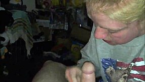 Blonde amateur gives raw blowjob and swallows cum load