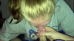 Blonde amateur gives raw blowjob and swallows cum load