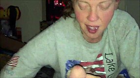 Blonde amateur gives raw blowjob and swallows cum load