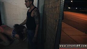 Fem dom binds and dominates in rough outdoor sex at abandoned house party