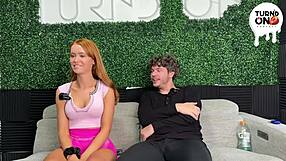 Redhead Zoey Luna gets rough fucking and deepthroat in Tesla autopilot