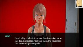 3D anime aile oyununda kızıl saçlıyla sohbet