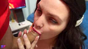 Cute Girl With Natural Big Tits Gives Blowjob And Fucks In Missionary Position Facial!