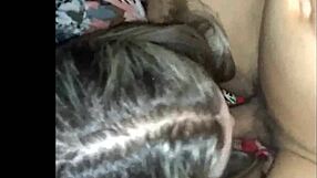 Brazilian amateur milks cock in retro blowjob