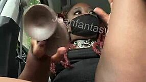Large sex toy used by amateur woman for car pleasure