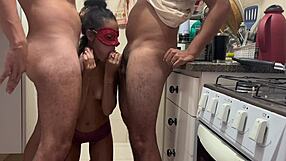 getting intimate with two in the kitchen