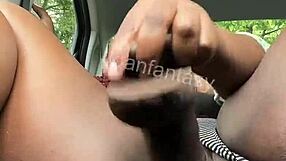 Large sex toy used by amateur woman for car pleasure