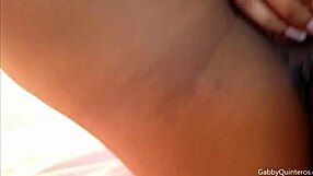 the sultry latina gabby quinteros teased solo, stuffing her trimmed cunt with a glass toy.