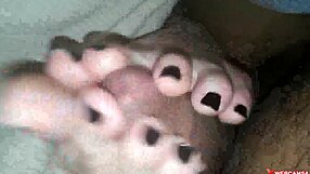 Couple Performs Footjob Cumshot On Webcam