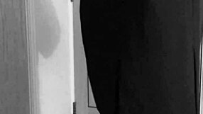 crossdresser self bondage in uniform with handcuffs