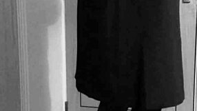 crossdresser self bondage in uniform with handcuffs