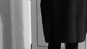 crossdresser self bondage in uniform with handcuffs