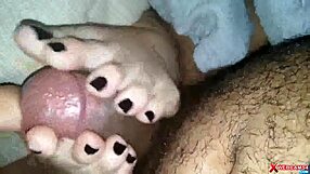 Couple Performs Footjob Cumshot On Webcam