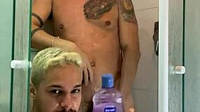 hey, i'm teaching how to wash a big thick cock like my friend rick paixao's huge one? i showed him then sucked it and we showered together after gay anal assfucking