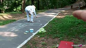 18 year old german teen 18+ persuaded for blowjob on playground for pocket money.