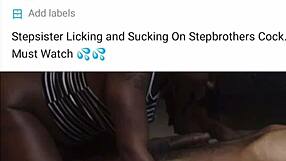Stepsister sucks stepbrother's cock and balls loudly
