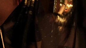 Tall brunette lady dances gracefully