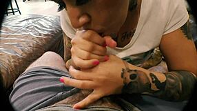 Passionately Giving Cameraman Blowjob and Cumshot