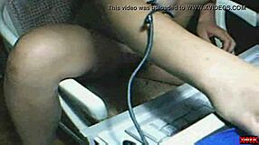 A webcam babe performs in an amateur sex video.
