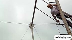 Naked babes swing outdoors in reality softcore