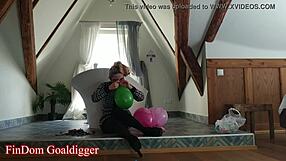 blowing balloons in findom style part 2 glasses fetish