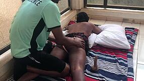 massage session turned into doggy style with dildo play