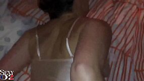 Clothed slut in orange satin pants gets pounded doggystyle in creamy lingerie.