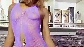 Horny ebony babe rips clothes for wet pussy action!