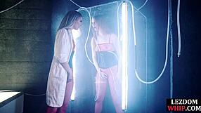 Lezdom queening her subject in stockings