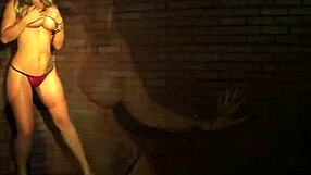 Jayden Jaymes reveals her amazing big tits and ass in solo masturbation