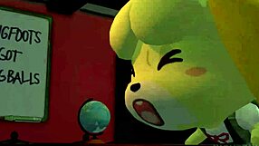 Изабелл исследует новый лист в игре Animal Crossing