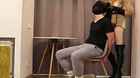 First Femdom Sex in High Heels, Leather Gloves, and Fur Coat