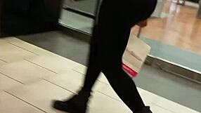 mondawmin ass in leggings at the shop with big curves
