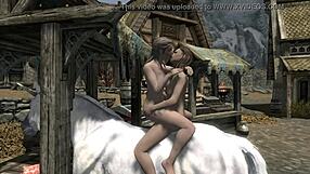 Skyrim Unicorn Makes Love With Two Lesbians