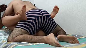 Blonde teen goes to bed with stepdad in mom's room