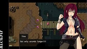 Tina, the swordswoman, battles in scarlet prison hentai game.