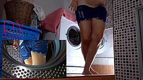 Curvy Housewife Fucked In Washing Machine During Kinky Domination Session With Nude Maid.