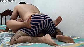 Blonde teen goes to bed with stepdad in mom's room