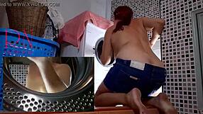 Curvy Housewife Fucked In Washing Machine During Kinky Domination Session With Nude Maid.