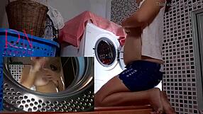 Curvy Housewife Fucked In Washing Machine During Kinky Domination Session With Nude Maid.