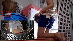 Curvy Housewife Fucked In Washing Machine During Kinky Domination Session With Nude Maid.