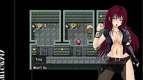 Tina, the swordswoman, battles in scarlet prison hentai game.