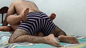 Blonde teen goes to bed with stepdad in mom's room