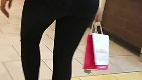 mondawmin ass in leggings at the shop with big curves