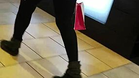 mondawmin ass in leggings at the shop with big curves